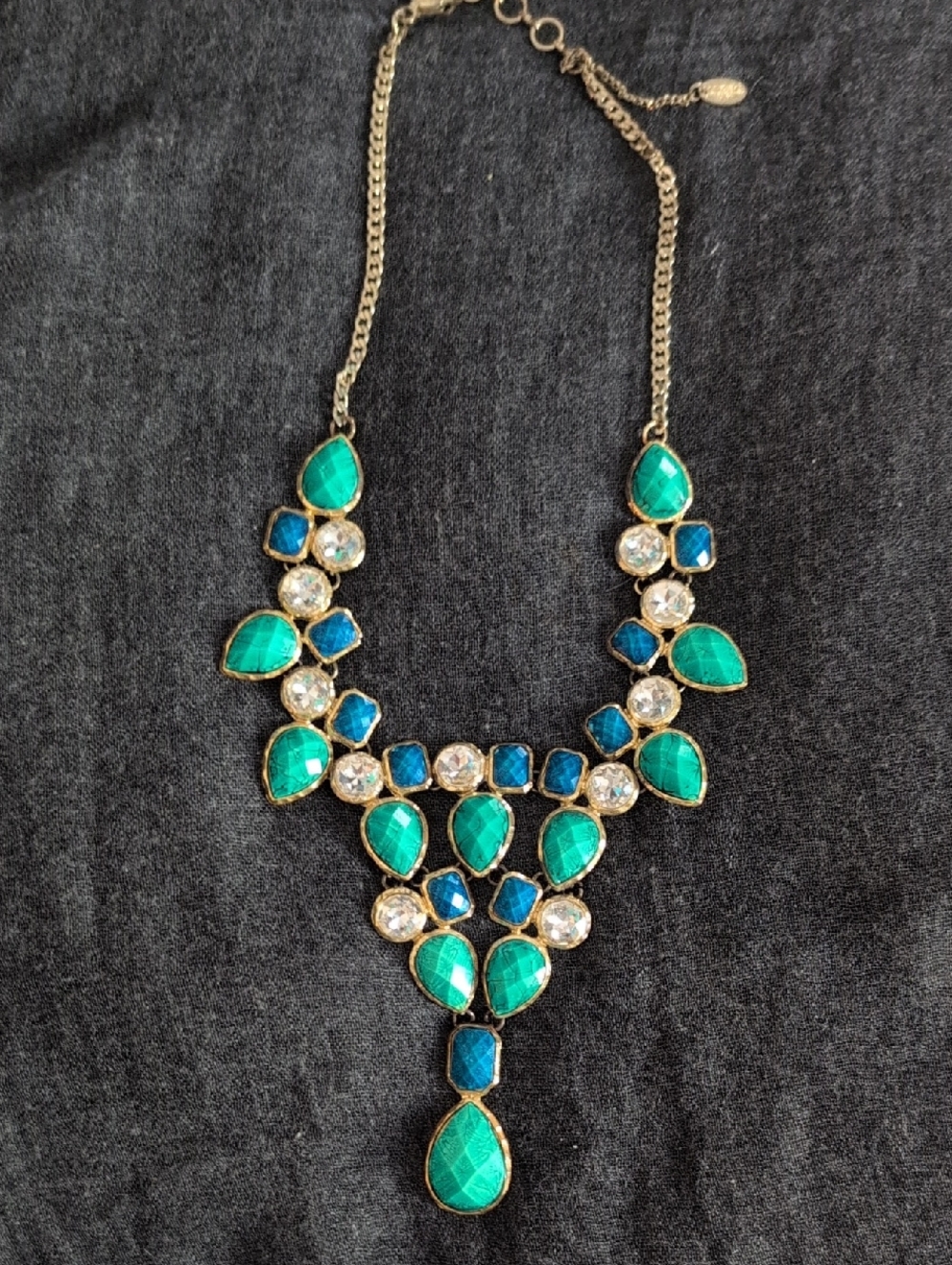 Amrita Singh Statement Teardrop Bib Necklace in Turquoise and Blue